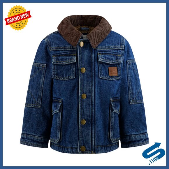 Boys Sherpa Lined Utility Jacket Canvas Barn Coat Toddler Size